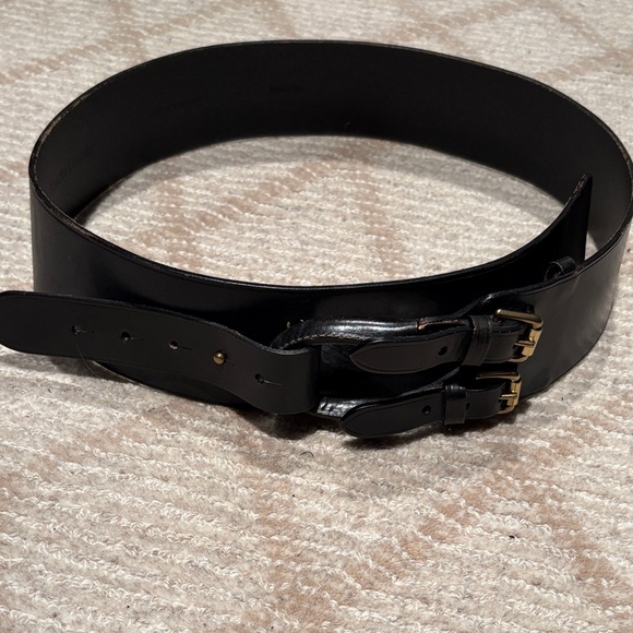 Polo Ralph Lauren Accessories - Ralph Lauren Black Leather Belt with Gold Buckles